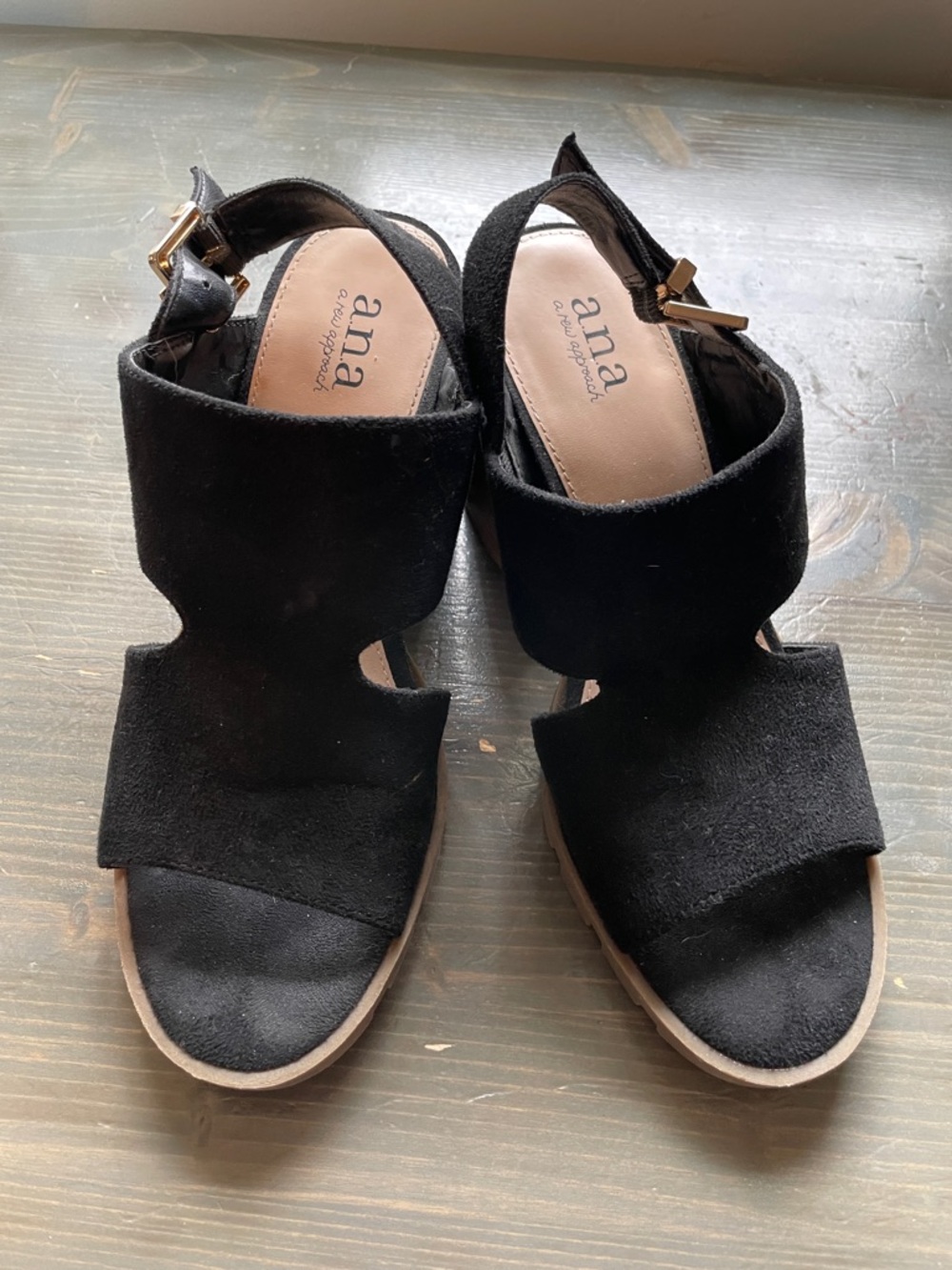 a.n.a Black Suede Ankle-Strap Open-Toe Sandals